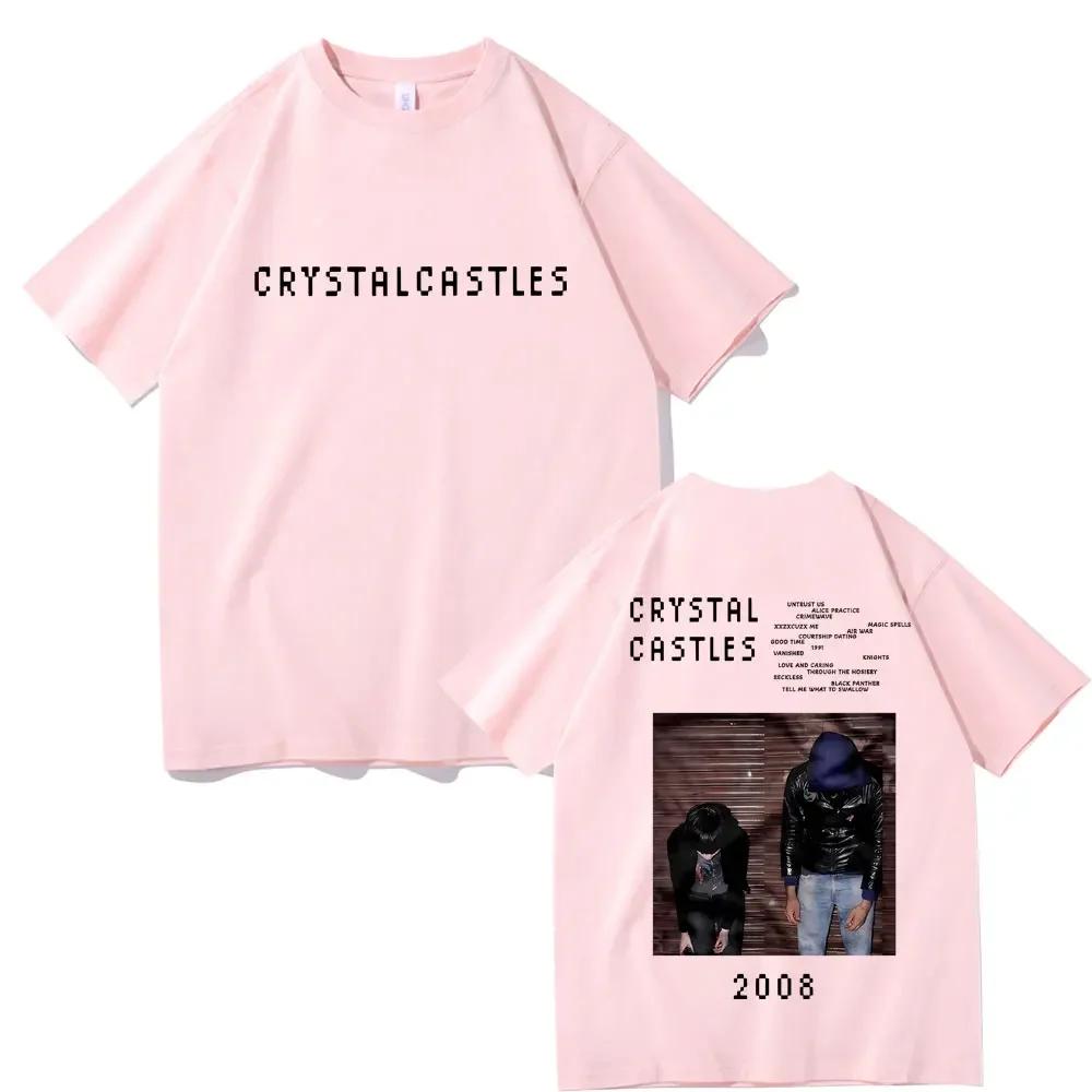 Crystal Castles Двусторонние принтованные футболки Унисекс Wounisex Хип-Хоп Рок Оверсайз Футболки Мужская Готическая Футболка Унисексс Винтажная Футболка B