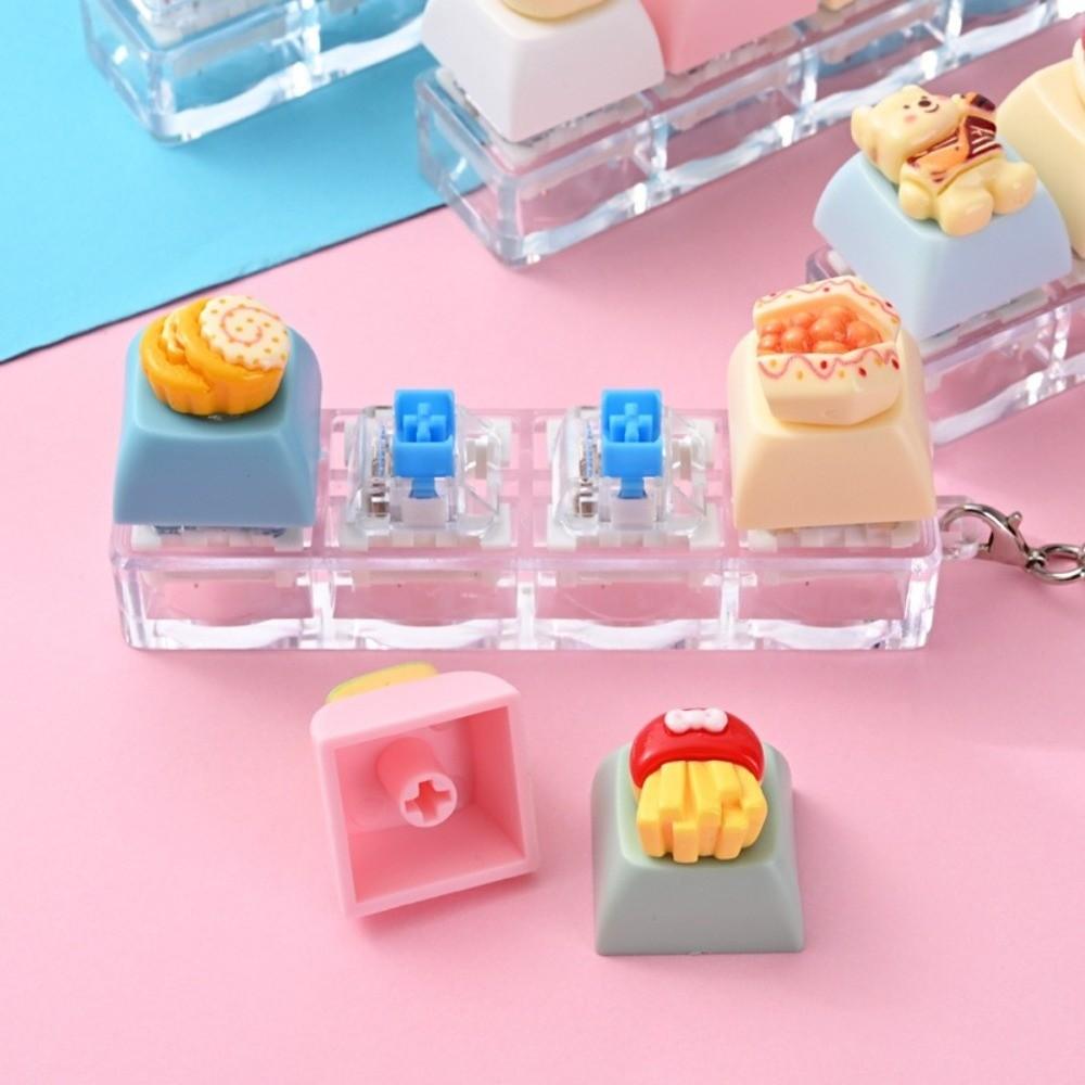 Bear Keycap Anti-stress Toy Pendant 4 Key Fidget Keychain Mini Keyboard Pendant Decompression Gift