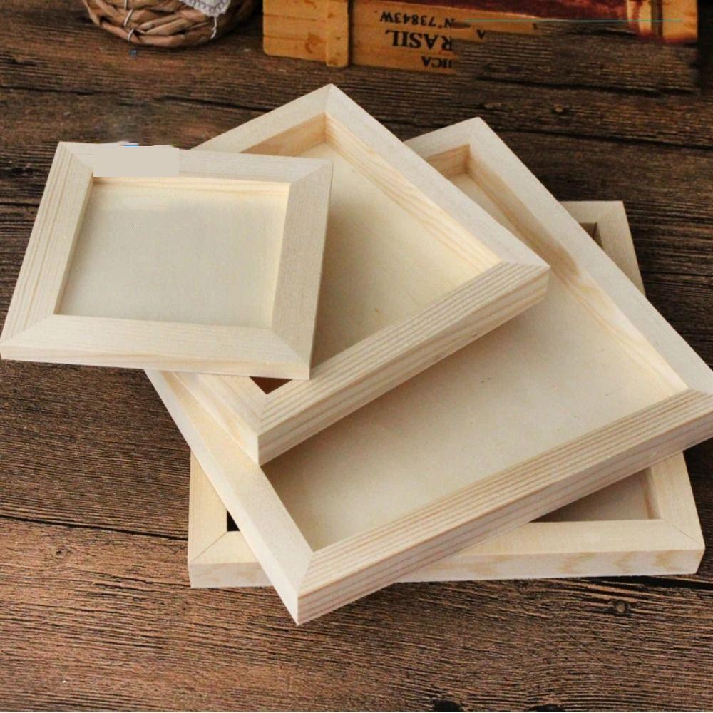 Creartive Blank Clay Frame Multi Size Wooden Photo Holder Desktop Ornament Children's Handcraft