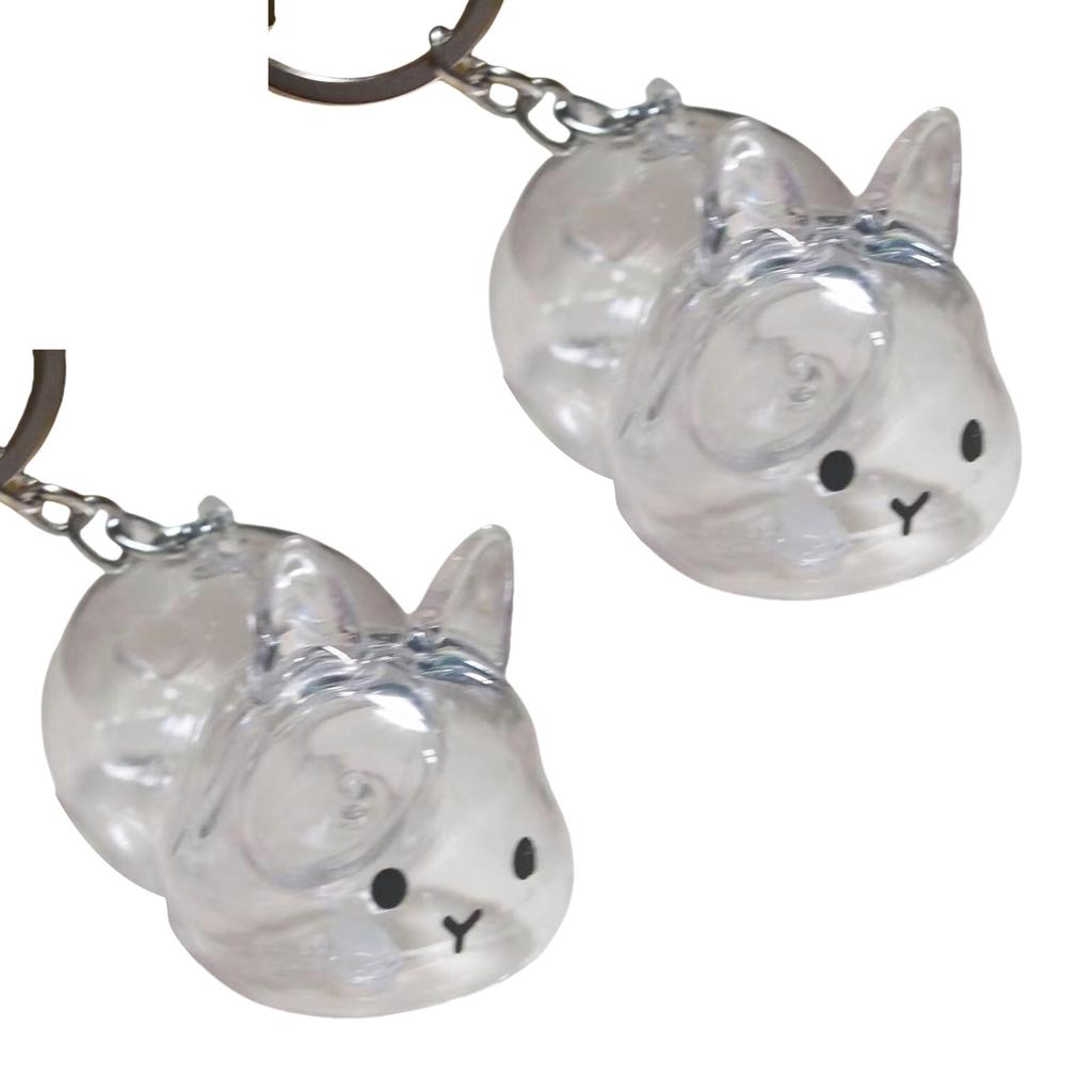 Funny Rabbit Shape Hair Storage Keepsakes Box Keychain Plastic Clear Pet Furs Collector Pendant Decors Pet Lover Gift