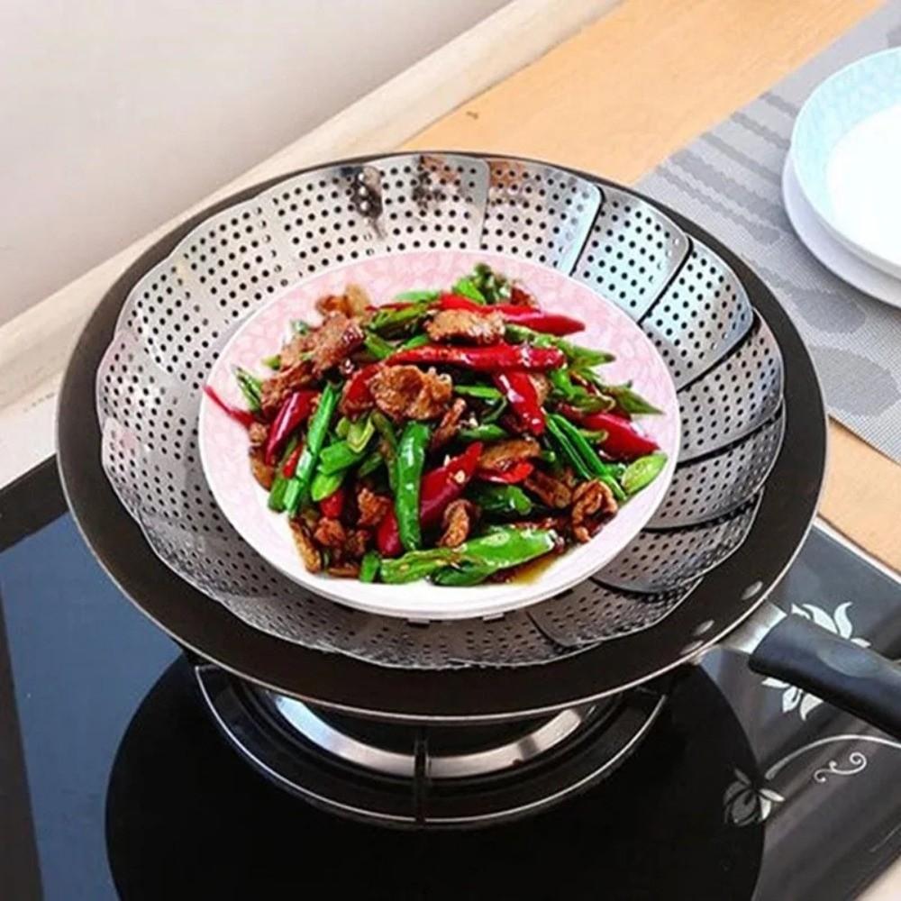 Stainless Steel Steamer Rack Lotus Leaf Shape Steamer Plate Meat Steaming Tray Universal Pot Fit