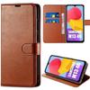Full Case for Samsung Galaxy M13 Protection with PU Leather Table Stand - Brown