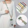 Universal Adjustable Mobile Phone Lanyard for Women Cute Leaf Crossbody Single Shoulder Neck Strap Pearl Pendant Hanging Anti Loss Rope
