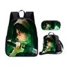 Attack on Titan Elementary and Middle School Student Backpack Messenger Bag Pencil Case 3-Piece Set Anime Bags Waterproof Large Capacity