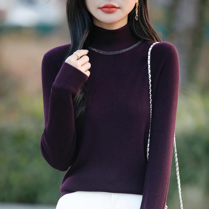Women's Long Sleeve Slim Fit High Collar Sweater