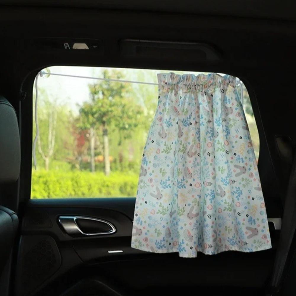 Embroidered Car Window Sunshade Suction Cup Auto Sliding Curtain  For Kid Baby Children