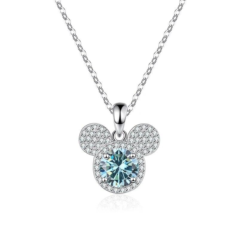 Bague Ringen Кулон из стерлингового серебра S925, 1 карат, муассанит, бриллиант, ожерелье, женская мода, роскошные украшения, голова мыши Микки