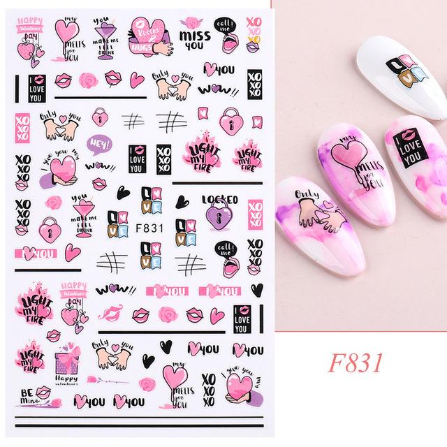 Nail Art Stickers Ins Valentine's Day Love English Letters Cupid's Arrow Rose Adhesive Stickers