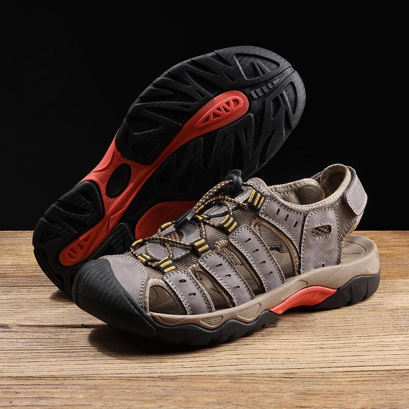 Мужские сандалии из натуральной кожи большого размера, летние мужские пляжные сандалии, уличные сандалии для мужчин