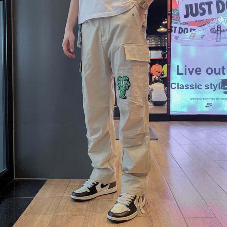 Li-Ning Steven Harrington Co-Branded Cartoon Embroidery Straight Casual Bottoms Unisex Bottoms Khaki AKXR479-1