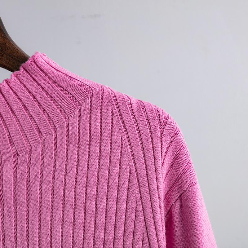 Осенне-зимнее полувысокое шерстяное платье с длинным рукавом и длинными рукавами длиной до колена трикотажное платье большого размера