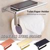New Stainless Steel Bathroom Paper Phone Holder with Shelf Bathroom Towel Rack Toilet Paper Roll Holder