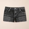 Women Shorts High Stretchy Imitation Denim Short Leggings with Pockets Tight Fitting Summer Shorts Daily Wear