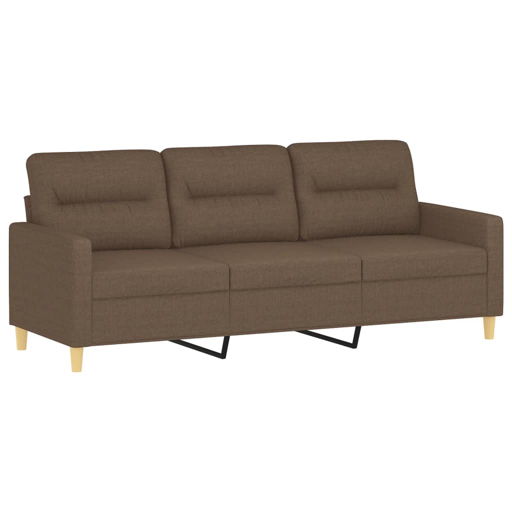 3 Piece Sofa Set with Cushions Brown Fabric