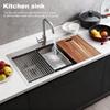 Кухонная мойка под столешницу 30 дюймов Мойка под столешницу Рабочая станция с выступом Глубокая одинарная чаша Нержавеющая сталь 16 калибра Кухонная мойка для мытья