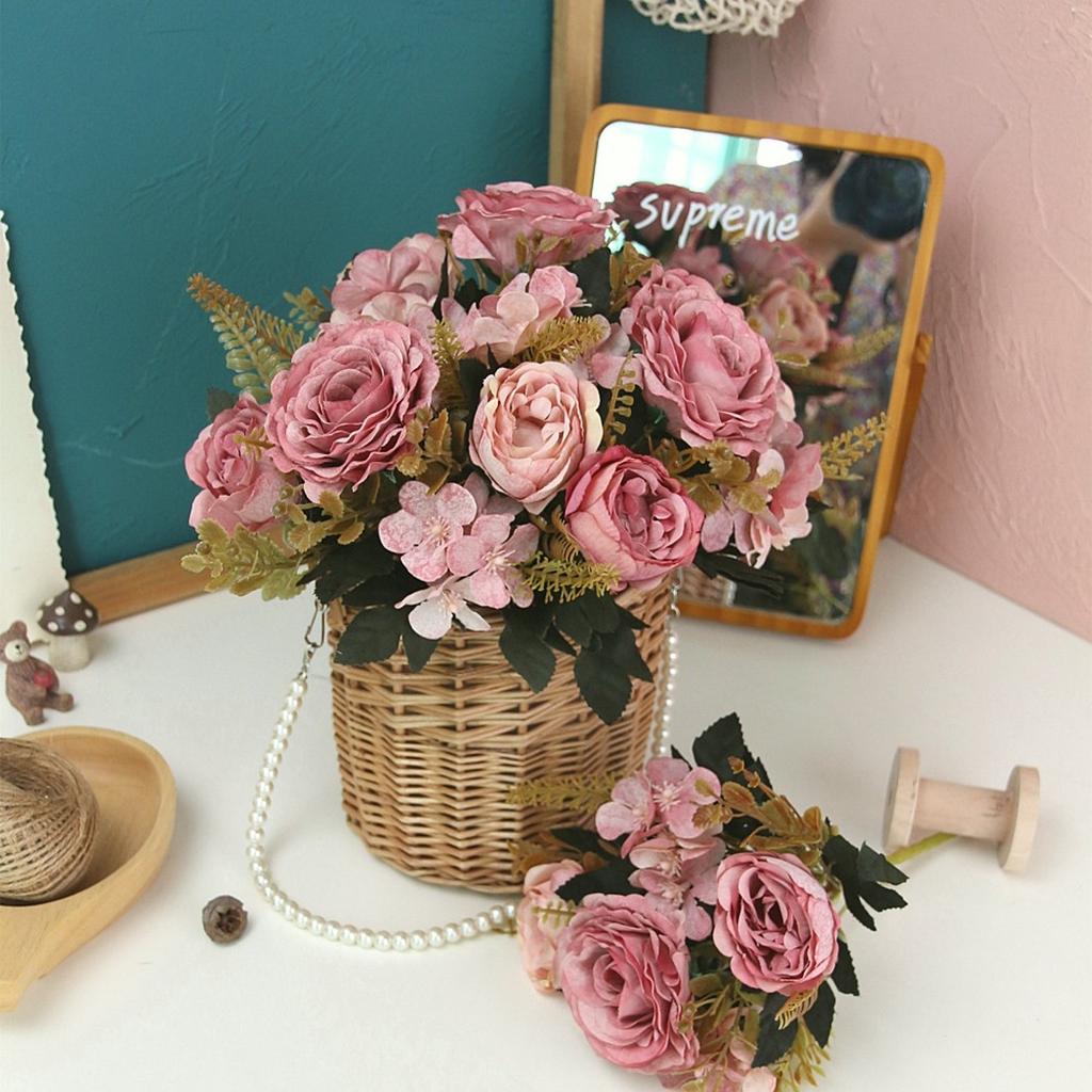 Искусственный шелковый ручной букет Смешанные искусственные цветы Пион Роза Гортензия Декор