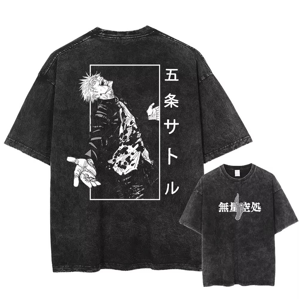 2026 Summer Jujutsu Kaisen Manga Tshirt Zenin Maki Graphic Print T Shirt Men Clothes Short Sleeve Tees Washed Oversized Cotton