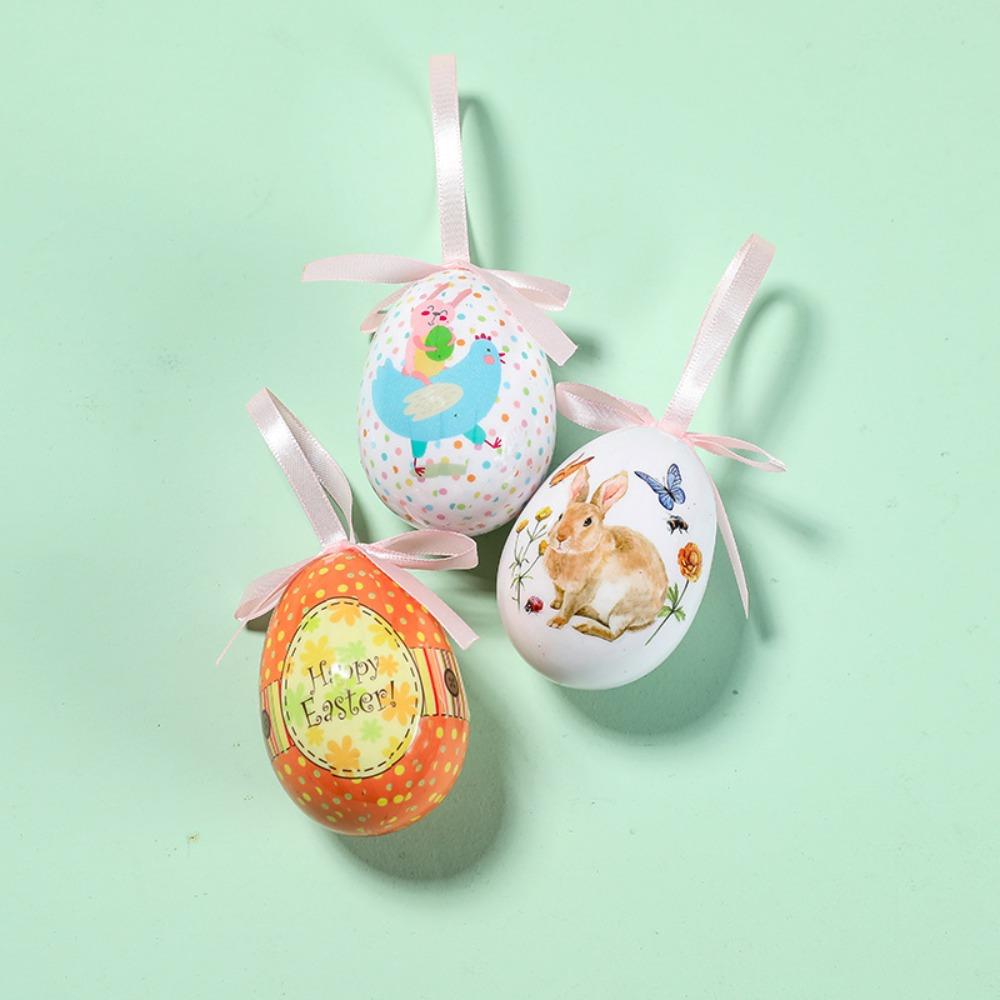 Painted Foam Easter Eggs DIY Craft Colorful Easter Eggs Pendant Happy Easter Handmade Hanging Easter Egg Window Door Garden
