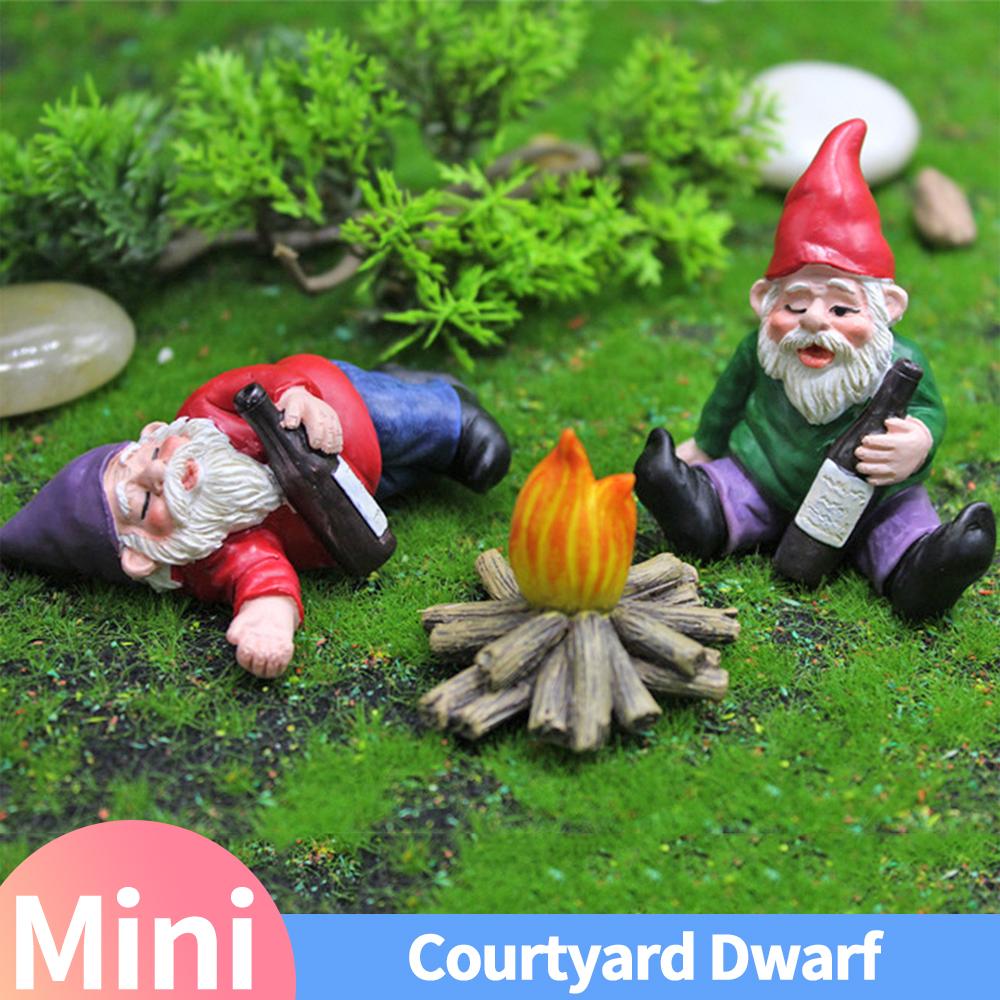 Mini Funny Gnomes Fairy Garden Party Drunk Gnomes Dwarf Statue Miniature Courtyard Landscape Flowerpot Figurine Ornaments