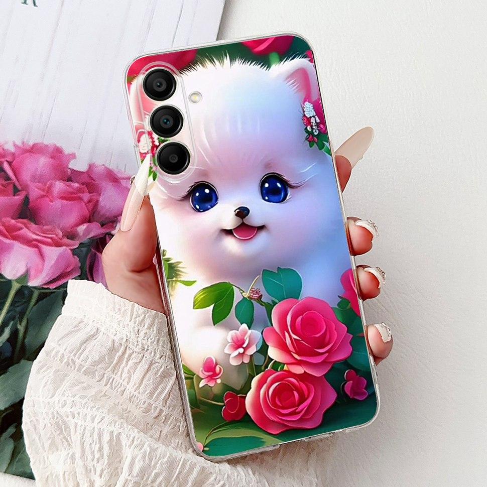 Phone Cases For Samsung Galaxy A15 Case Love Cat Soft TPU Back Cover For Samsung A15 GalaxyA15 Case Shockproof Funda