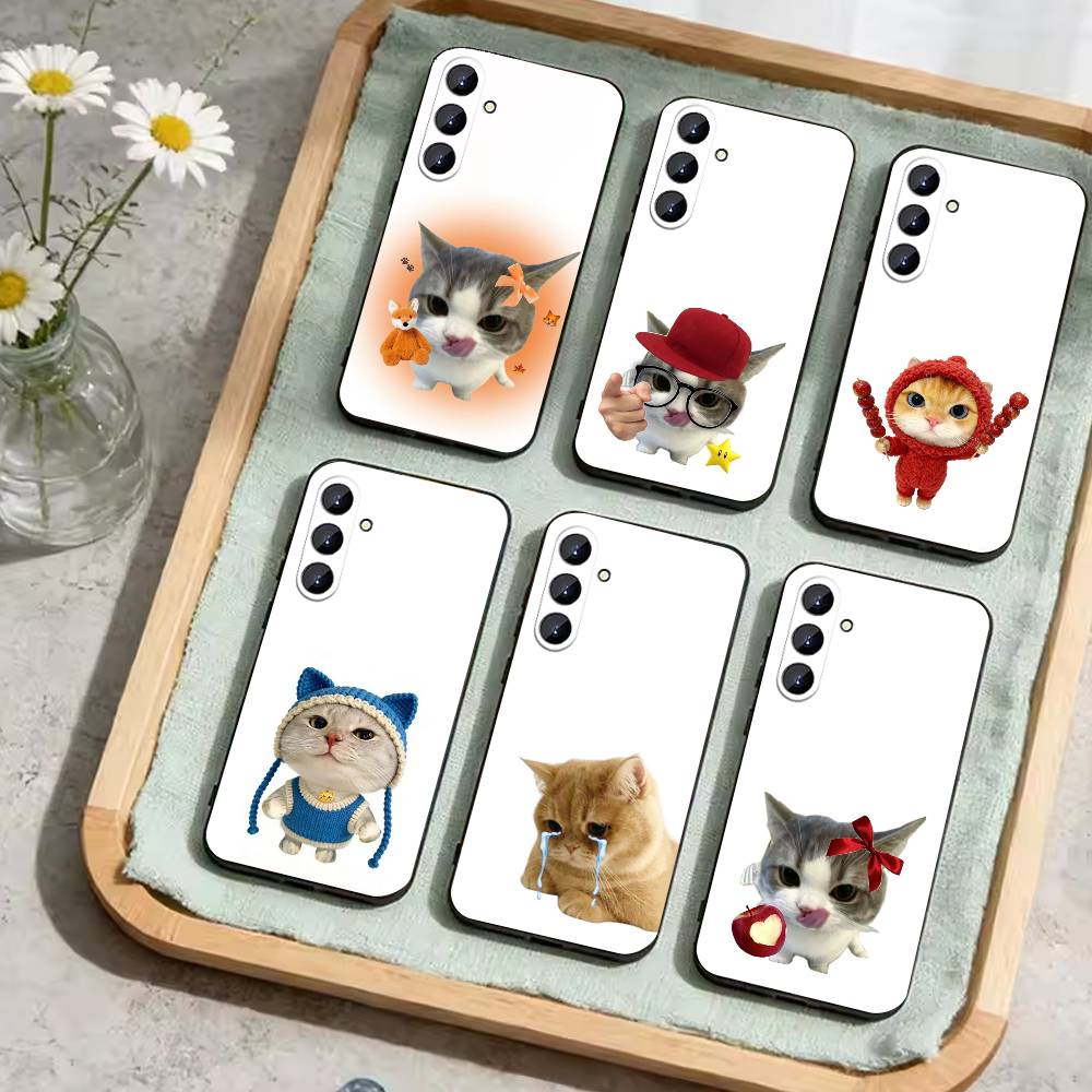 Забавный Глупый Кот Мышь Чехол для Телефона Для Samsung Galaxy A73,A21s,A22,A31,A52,A53,A71,A41 Мягкий Черный Корпус