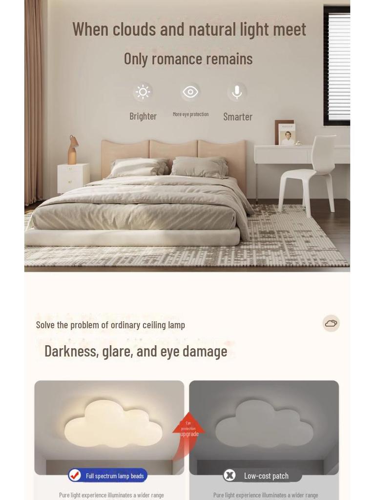 Креативная современная потолочная лампа в кремовом стиле для детской спальни и кабинета, дизайн с защитой глаз