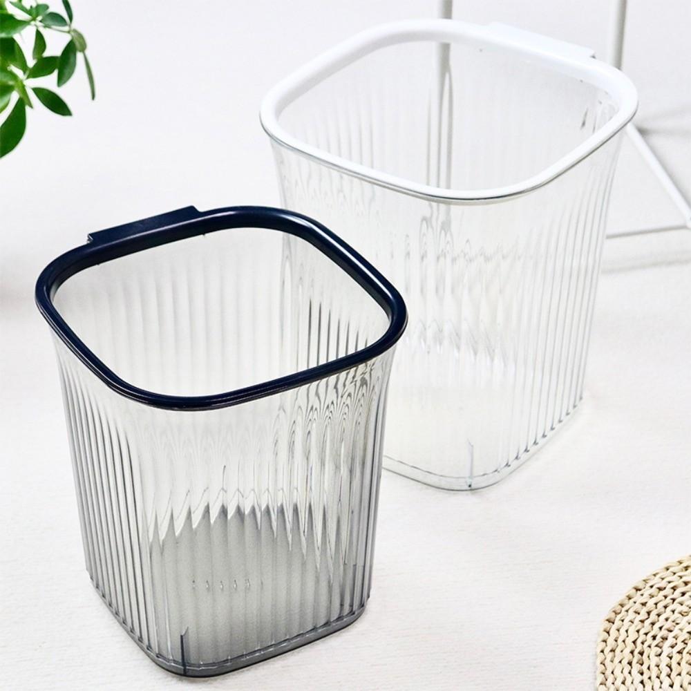 Thicken Transparent Trash Can Luxury Stripe Garbage Container Durable Dustbin Home Living Room