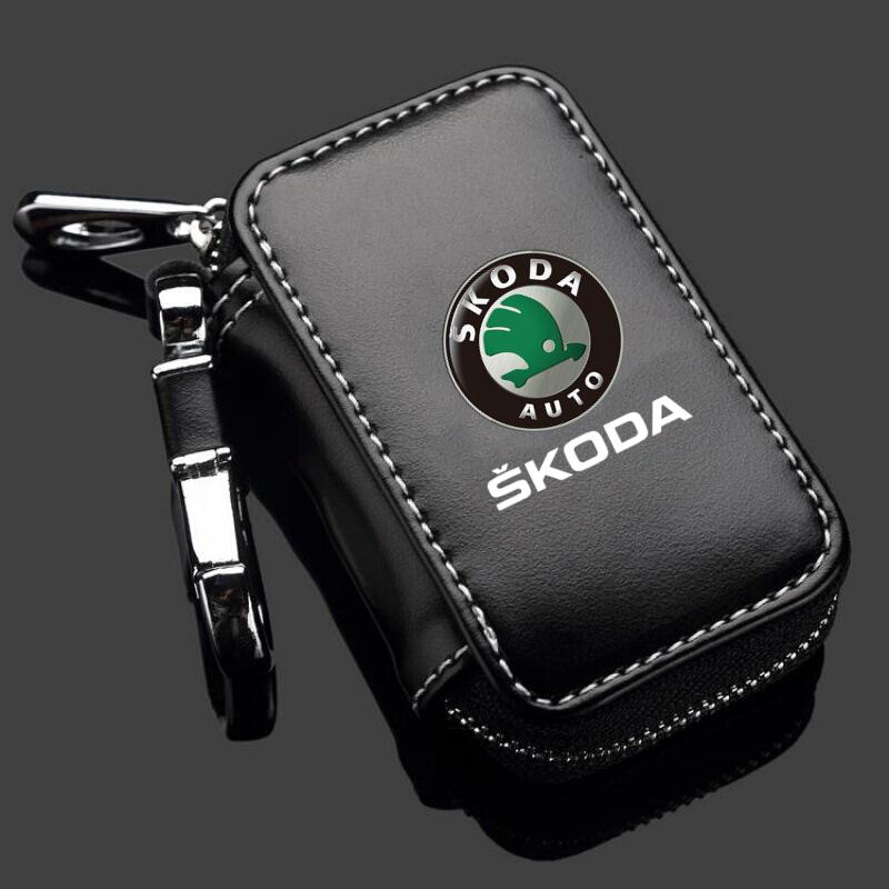 vhnws1 Car Key Protector Bag Key Chain Holder Auto Key Case Wallet For Skoda octavia 3 2 superb 3 kodiaq Fabia Kamiq Karoq Accessories