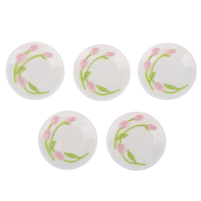 5 шт. 1:12 кукольных домиков, имитация миниатюрных тарелок с рельефным рисунком тюльпана, модель кукольного домика, украшение для кухни, аксессуары для кукольного дома