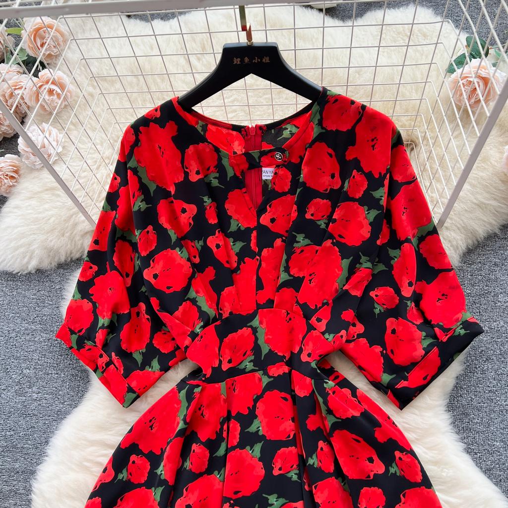 Платье с пышными рукавами и цветочным принтом на талии, женское летнее облегающее пляжное платье в стиле супер феи в курортном стиле