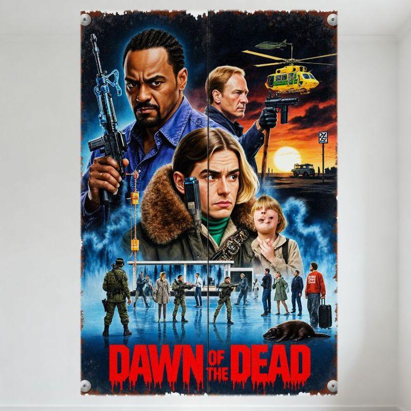 Рассвет мертвецов Винтажный Потертый Киноплакат Металлическая Жестяная Вывеска, Декор Стены Апокалипсиса Зомби для Дома Бара Мужской Комнаты Кафе Ресторана
