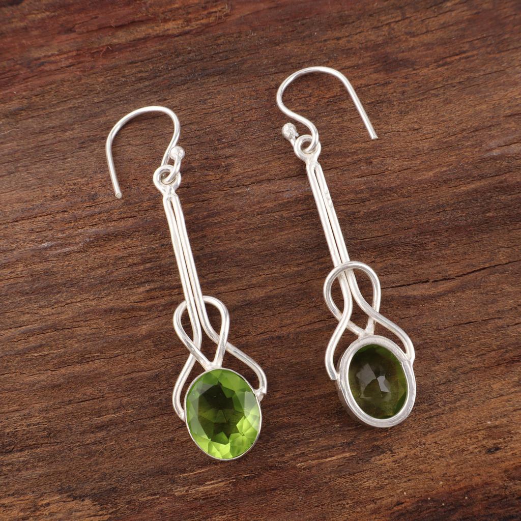 Peridot Earrings Gemstone Jewelry, 925 Solid Sterling Silver Earrings, Handmade Jewelry Bohemian Earrings, Gift For Her