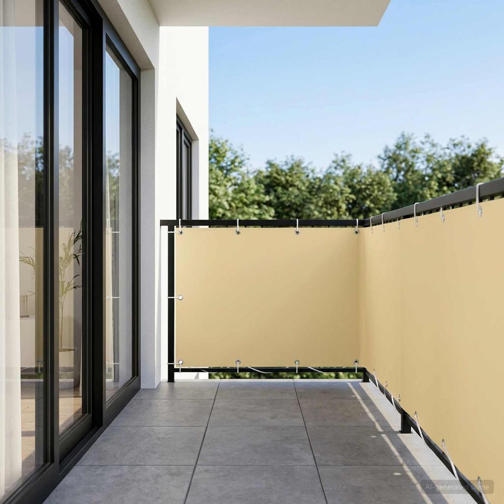 Balcony Privacy Screen 1.2 x 15 m Fabric with PU Coating Beige