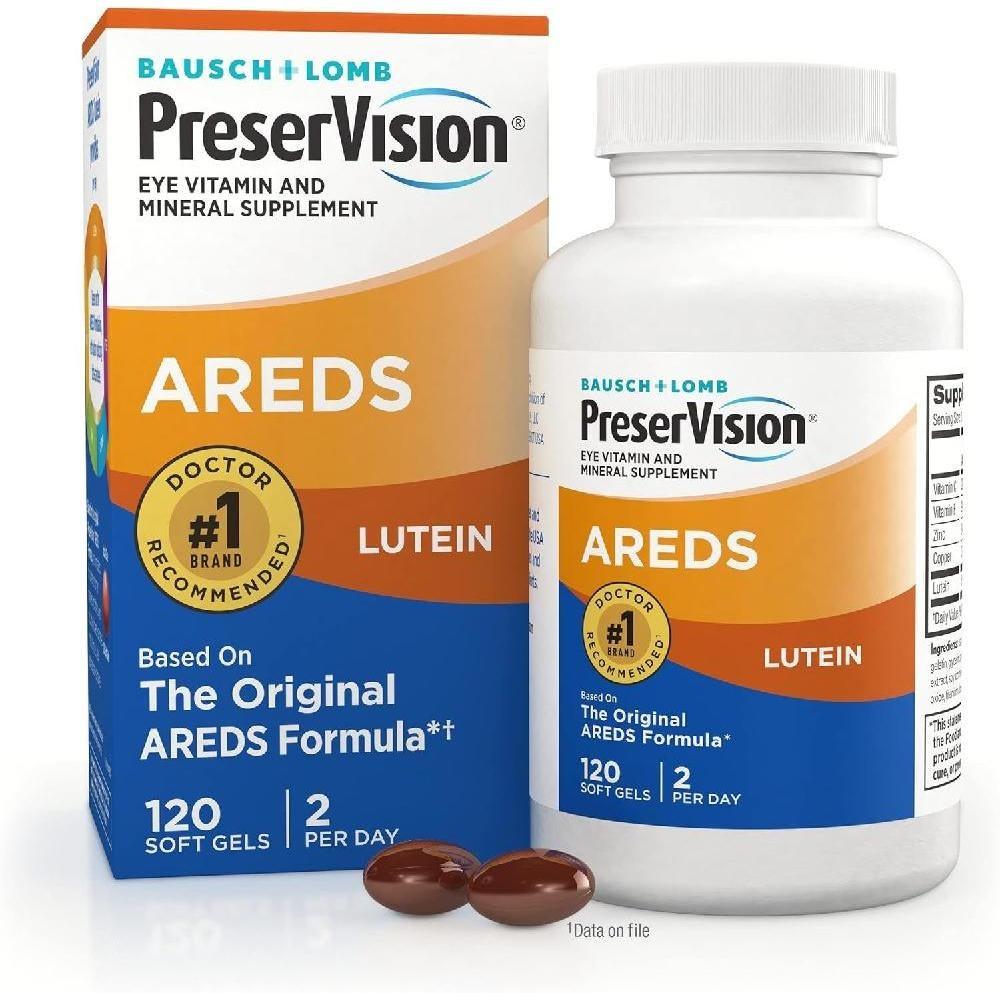 Bausch + Lomb Preservative Vision Arès Eye Vitamin Lutein Mineral Softgels 120 Tablets 1 pcs
