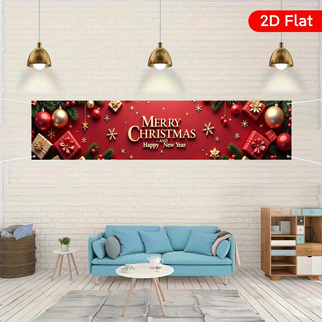 Merry Christmas & Happy New Year Yard Banner, Exquisite Pattern, Polyester Outdoor Birthday Anniversary Backdrop