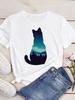 O Neck Tshirt Comfortable Cute Love Heart Cat Print  Casual Short Sleeve Top Summer Women's Clothing Cartoon Streetwear