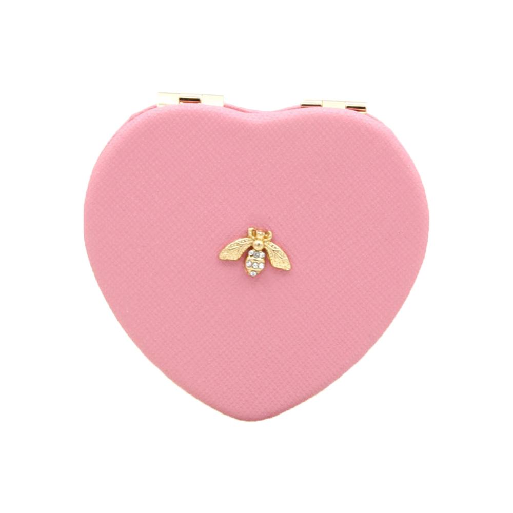 Portable Heart-shaped Makeup Mirror Double Sided Folding Mini Makeup Mirror Cute Bee Pocket Cosmetic Mirror Gift for Women