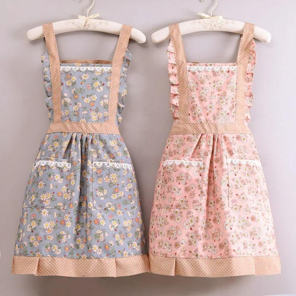 1Pcs Baking Florist Japanese Apron Cross Back Maid Dress Apron Durable Kitchen Cooking Aprons