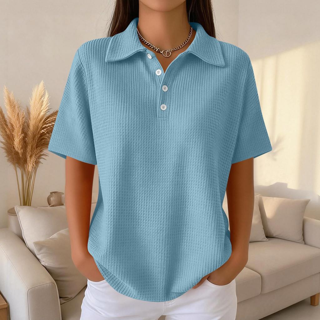 Женская мода Повседневная рубашка с лацканами и короткими рукавами, цветная, женские топы