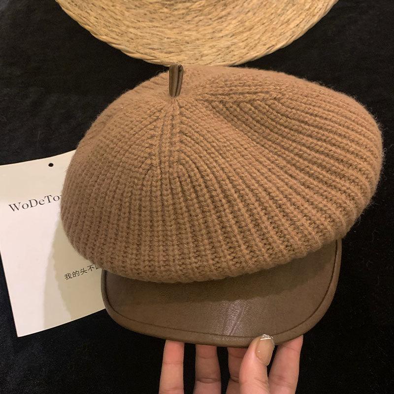 Women S Contrast Color Beret Hat Korean Style Casual Painter Cap