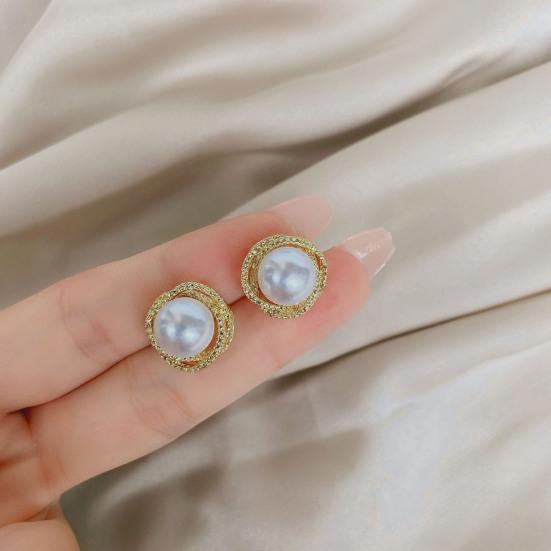 1 пара серег-гвоздиков из искусственного жемчуга, без содержания никеля, приятные для кожи, сверкающие серьги-пусеты, свадебные украшения, аксессуары