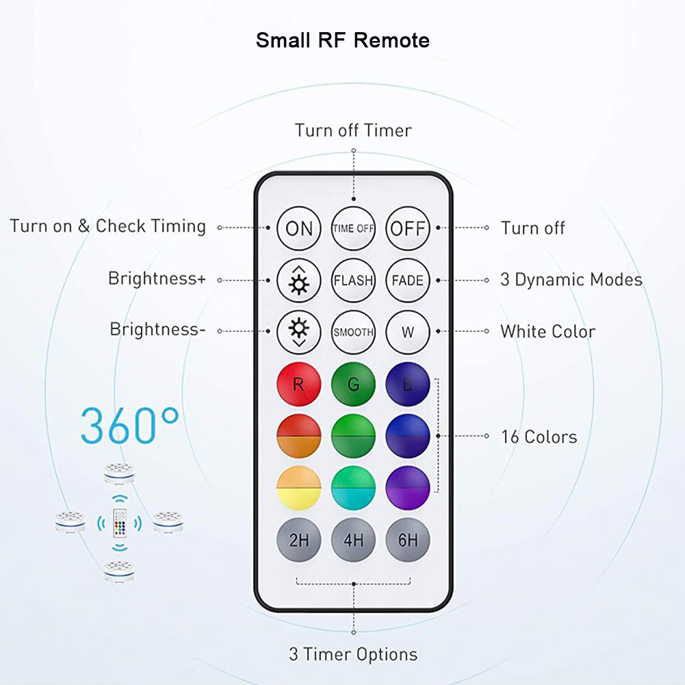 Обновленные подводные светильники IP68 RGB для подводного бассейна с дистанционным управлением RF, магнитные присоски, ночник для пруда, аквариума