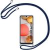 Case with Lanyard - BOOLING - for Samsung A42 - Fine TPU - Transparent-Navy Blue - Shockproof