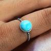 Драгоценный камень Ларимар, стерлинговое серебро 925 пробы, позолоченное ювелирное кольцо ручной работы PQY-IJ6427