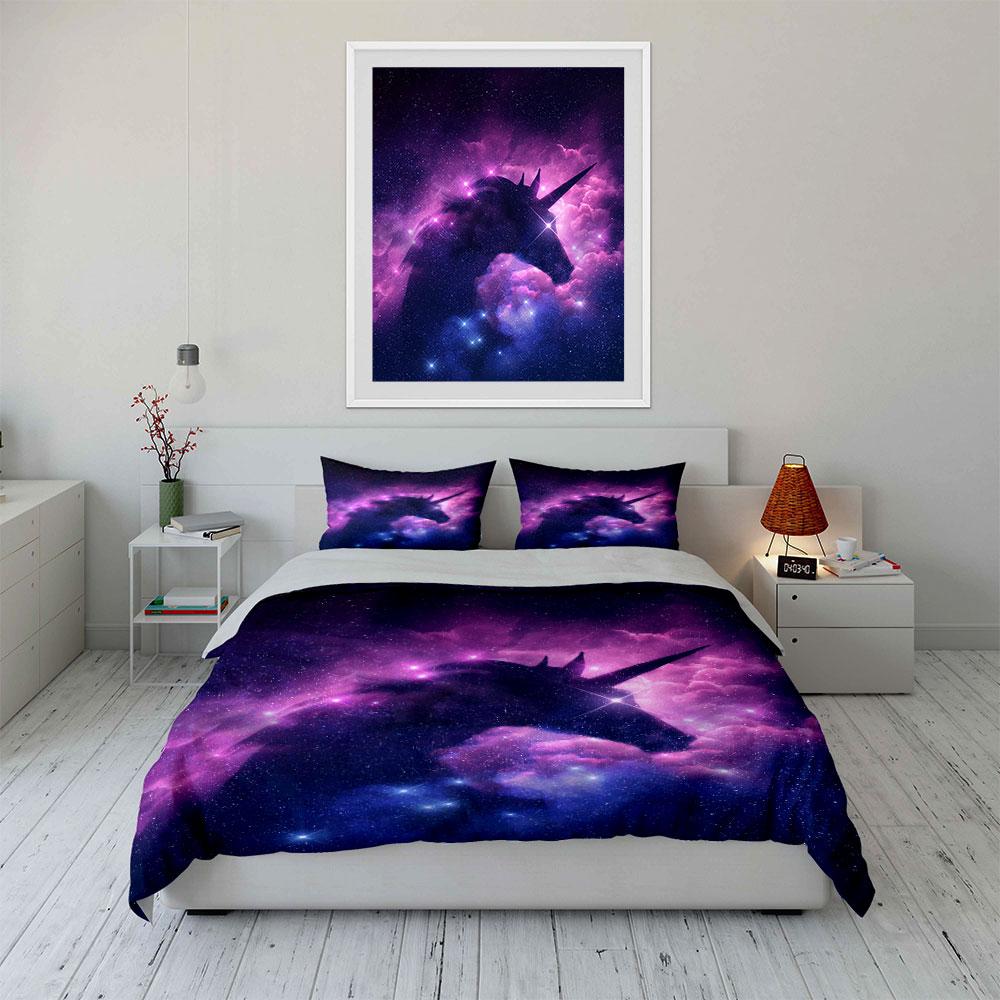 Galaxy Unicorn Bedding Set Bedding Duvet Cover Set Duvet Cover Pillowcases (1 * Duvet Cover 2 * Pillowcases, without duvet insert)