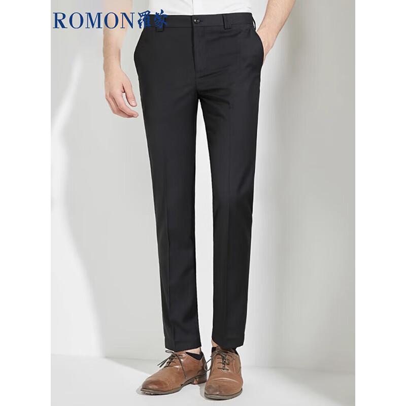 ROMON Men's Wrinkle-Resistant Business Casual Straight Trousers