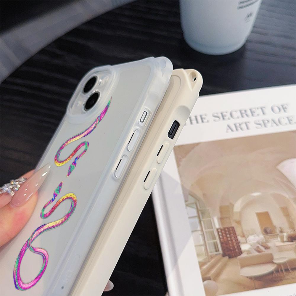 Soft Phone Cases for iPhone 16 15 13 12 11 14 Pro Max 8 Plus Four Corners Anti-Drop Protective Cover Optional Lanyard Rope N73 Black Gold Snake Design