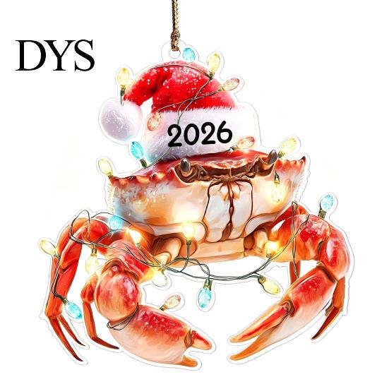 Year of 2026 Commemorative Keepsakes Christmas Animal Hanging Ornaments with Lanyard, Cute Double Sided Pendant Tree Accessories Santa Hat,