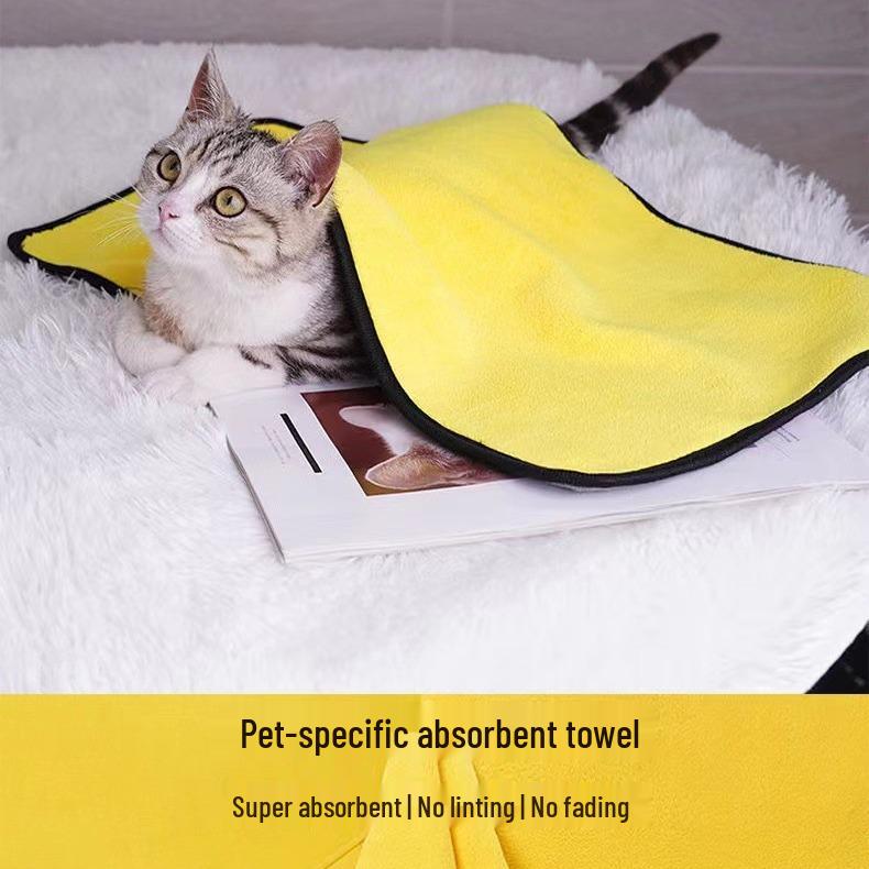 Absorbent Quick-Drying Coral Fleece Pet Bath Towel (Optional Logo)