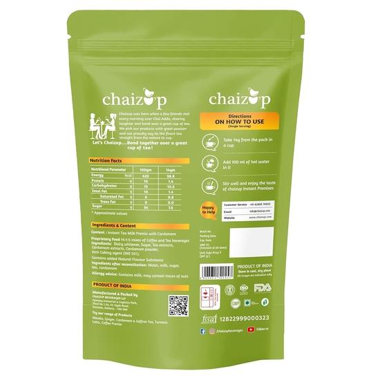 Chaizup Premium 1 мин. Растворимый чай с кардамоном Premix - 1 кг Поли | Ароматизаторы кардамона | Приблизительно. 72 порции | 1 кг